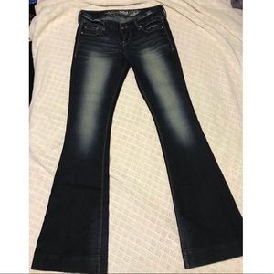 Express stretch dark wash flare jeans size 2